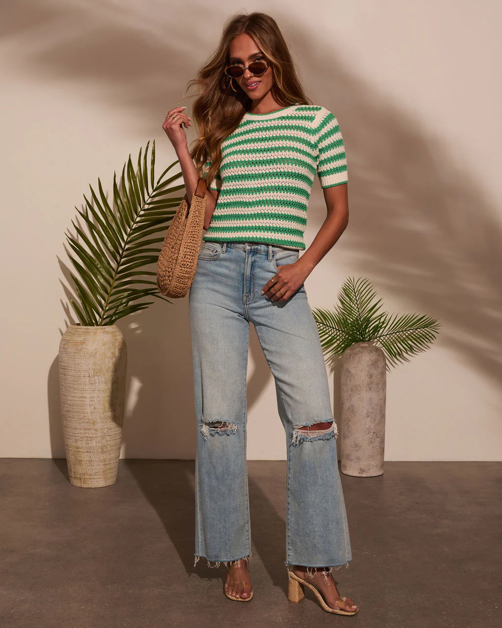 Mariselle Striped Crochet Top - Image 2