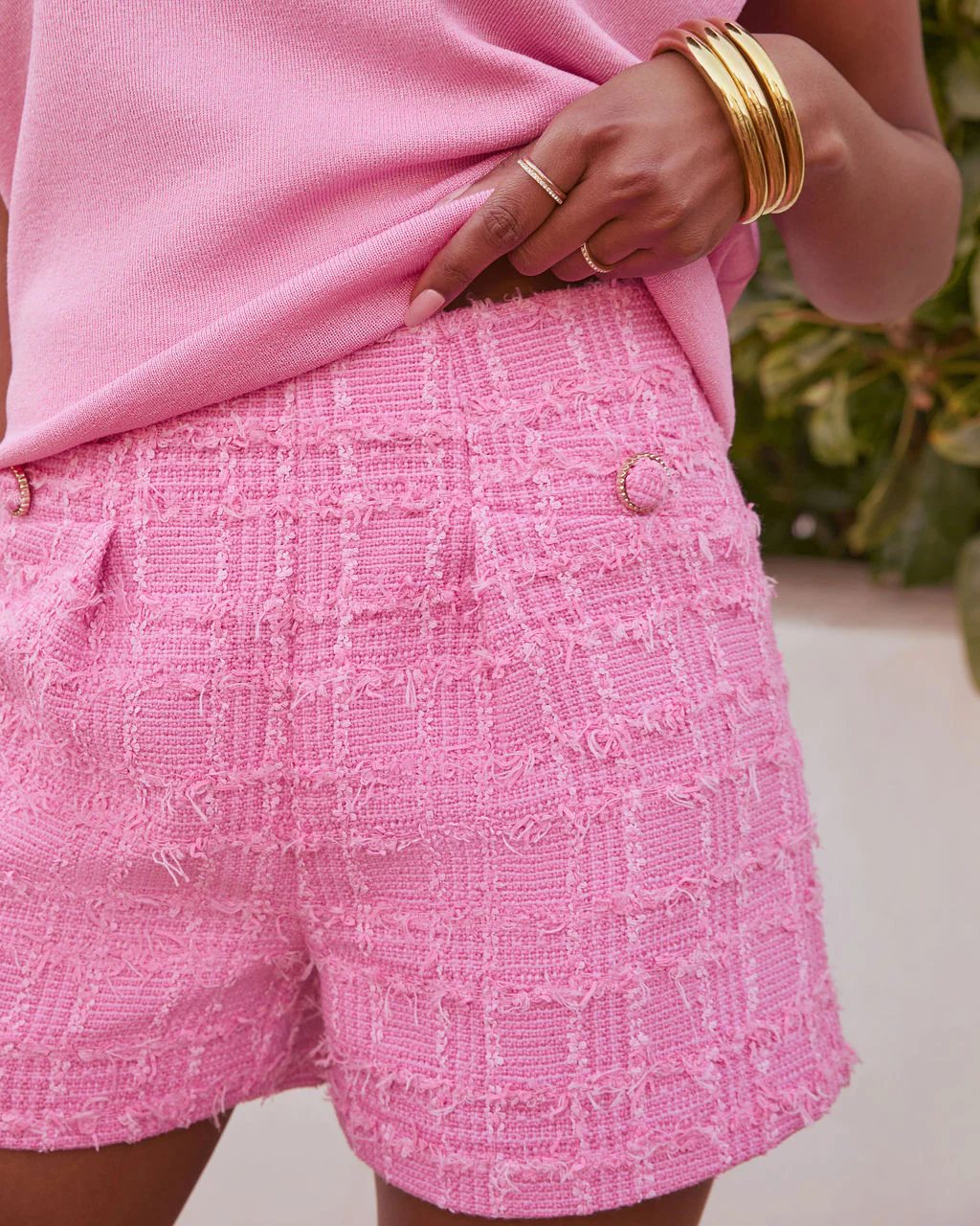 Marivine Frayed Tweed Shorts - Image 6