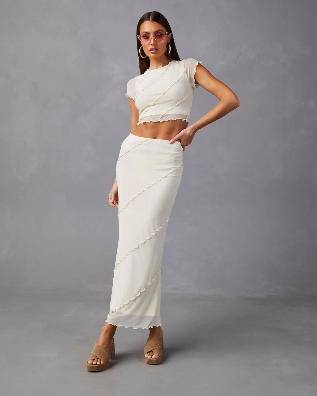 Markella Lettuce Trim Midi Skirt - Image 6