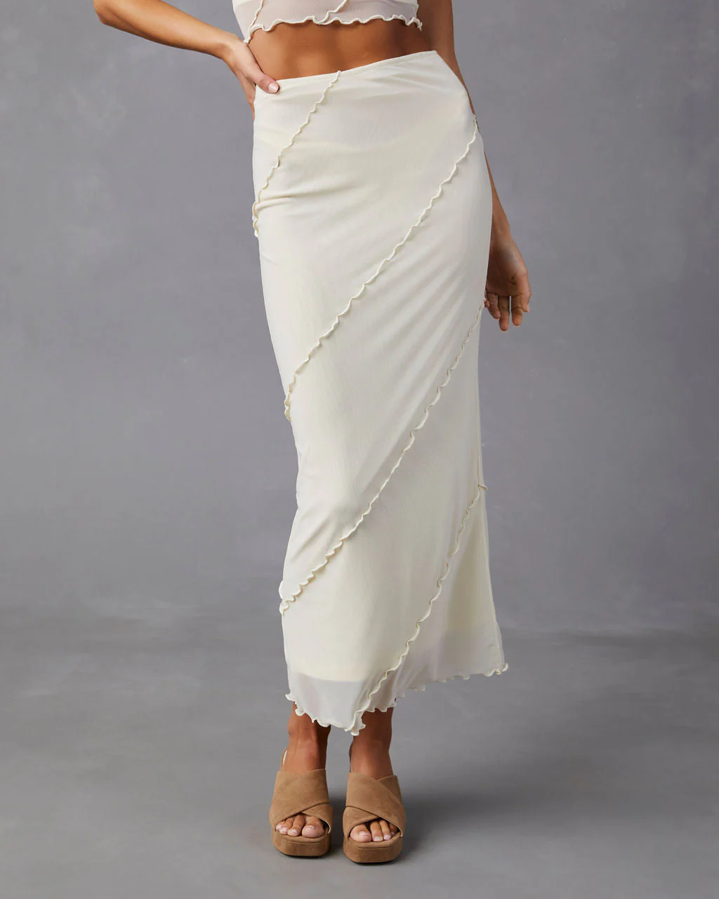 Markella Lettuce Trim Midi Skirt - Image 8