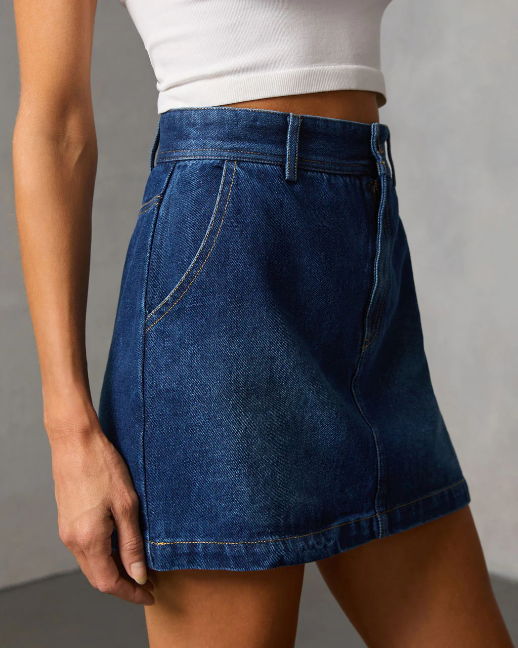 Marlborough Denim Mini Skirt - Image 3
