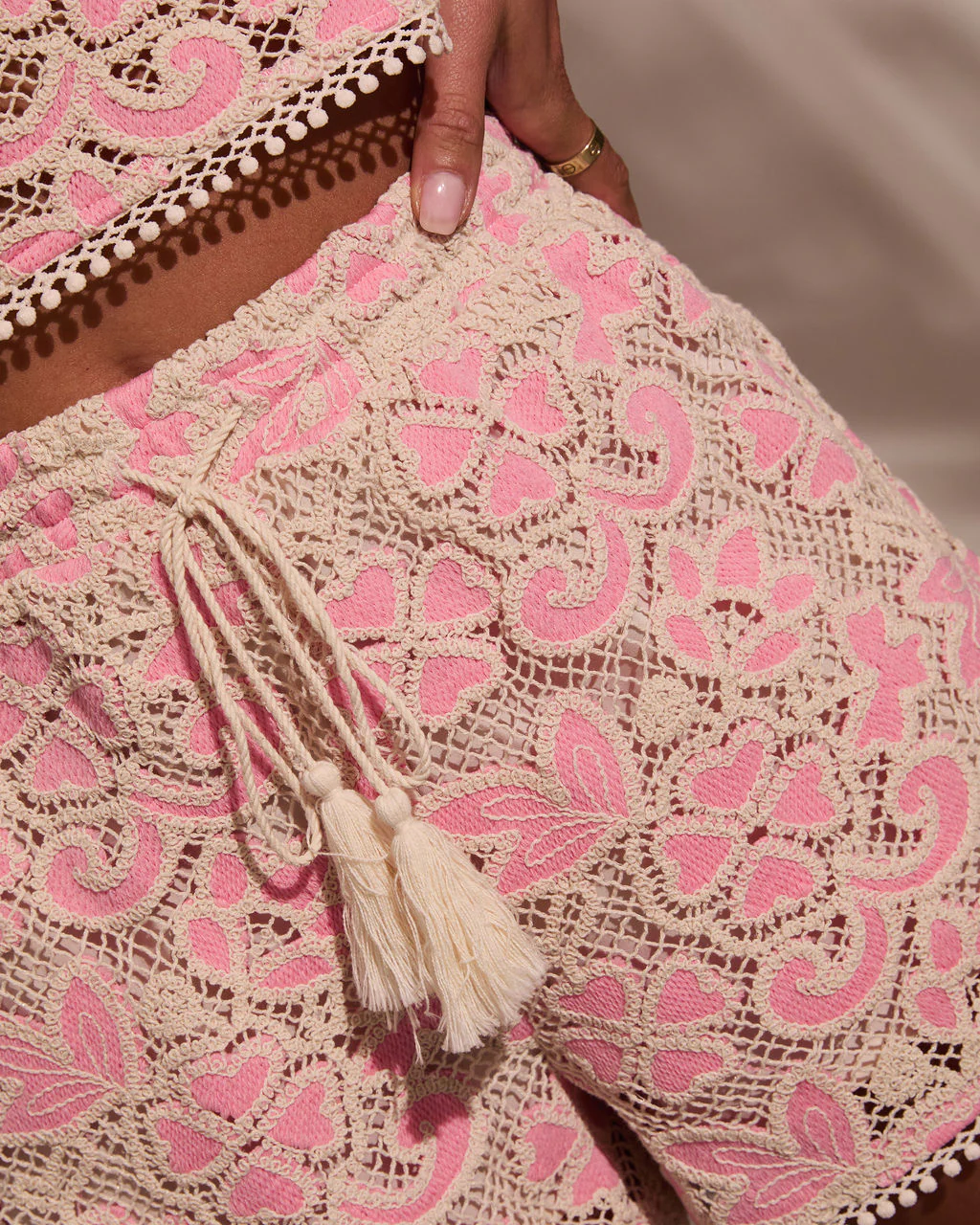 Marney Embroidered Open Knit Shorts - Image 6