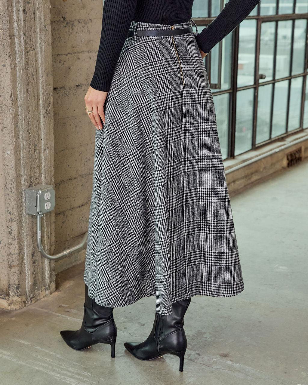 Marqline Belted Plaid Maxi Skirt - Image 4