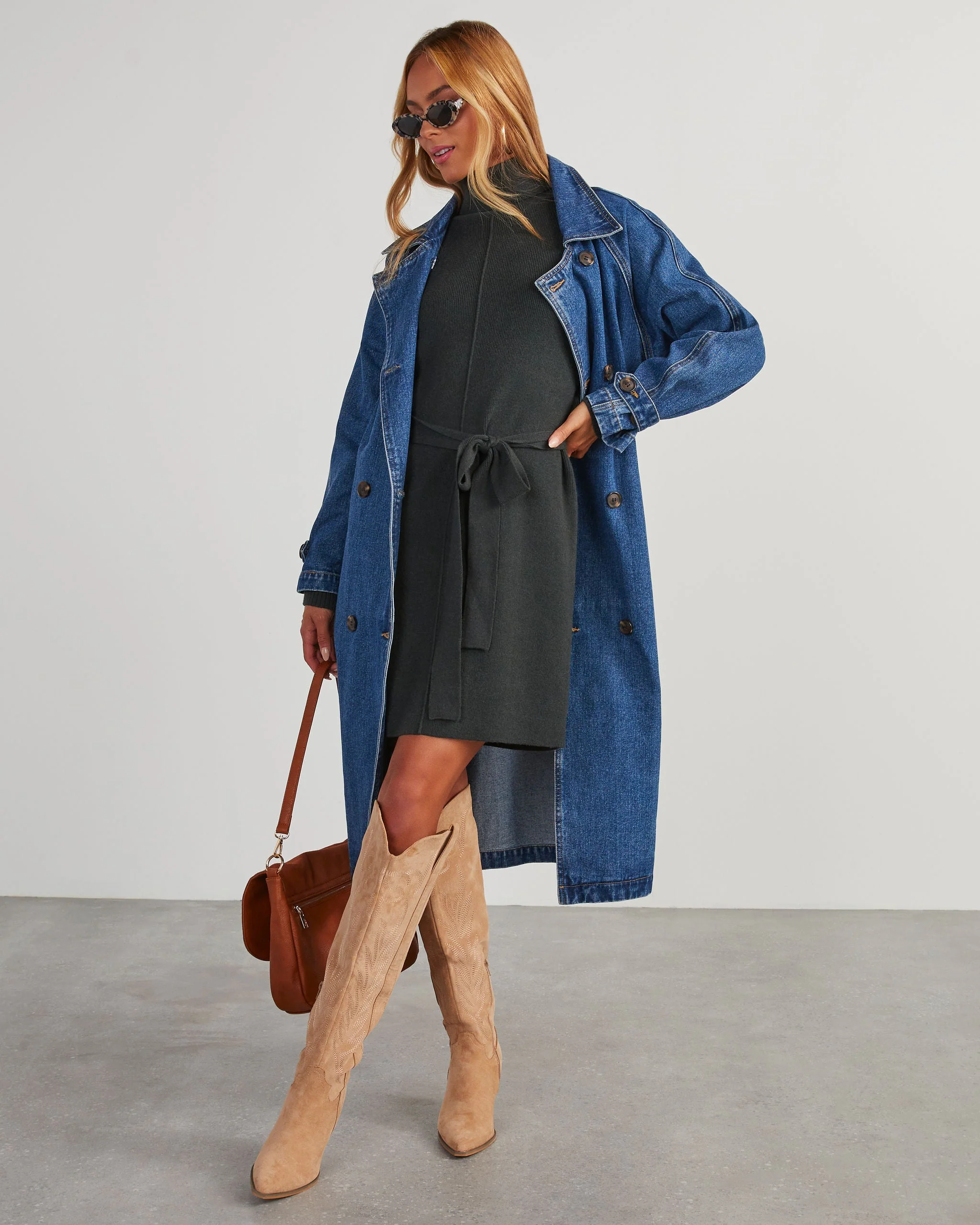 Marsella Tie Waist Mini Sweater Dress - Image 11