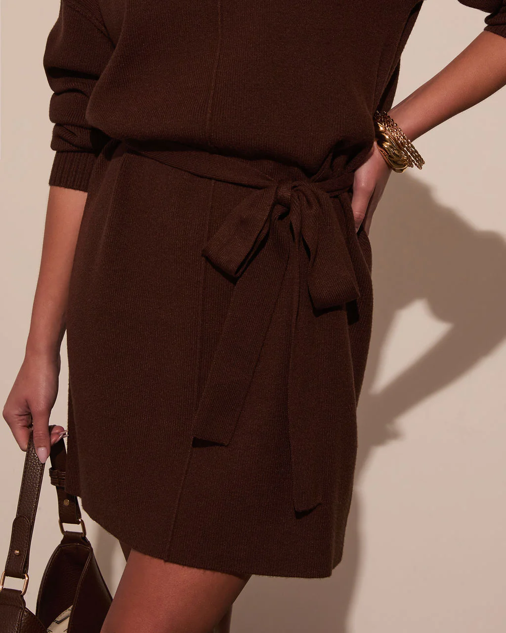 Marsella Tie Waist Mini Sweater Dress - Image 17