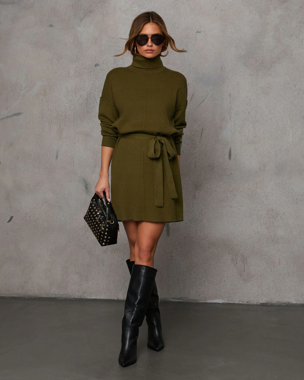 Marsella Tie Waist Mini Sweater Dress - Image 27