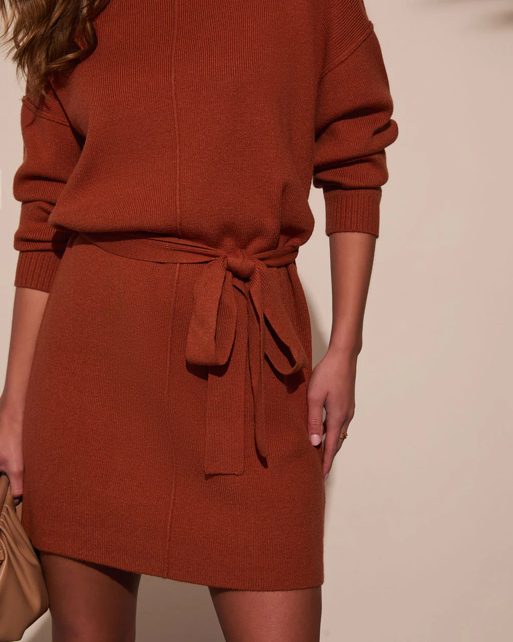 Marsella Tie Waist Mini Sweater Dress - Image 33