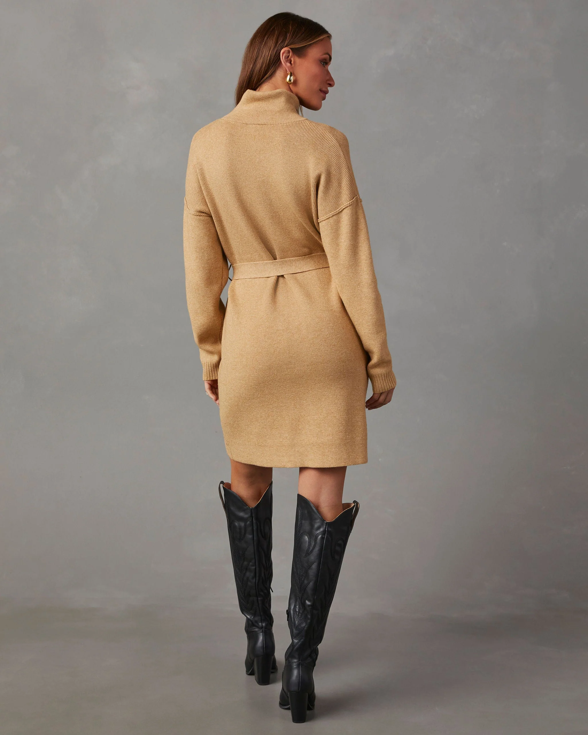 Marsella Tie Waist Mini Sweater Dress - Image 4