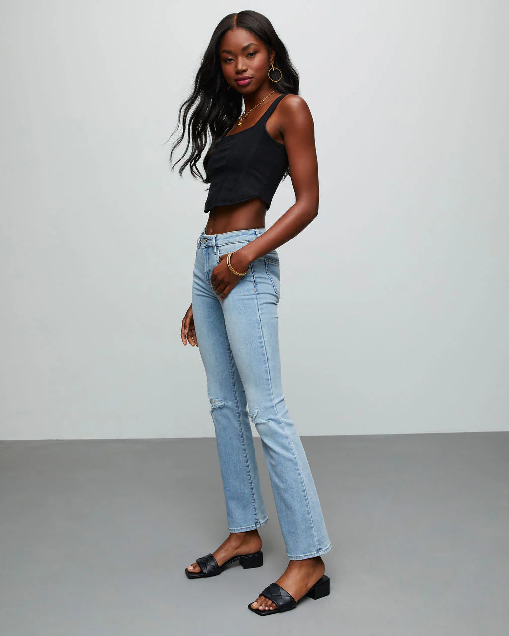 Matira High Rise Distressed Flare Jeans - Image 6