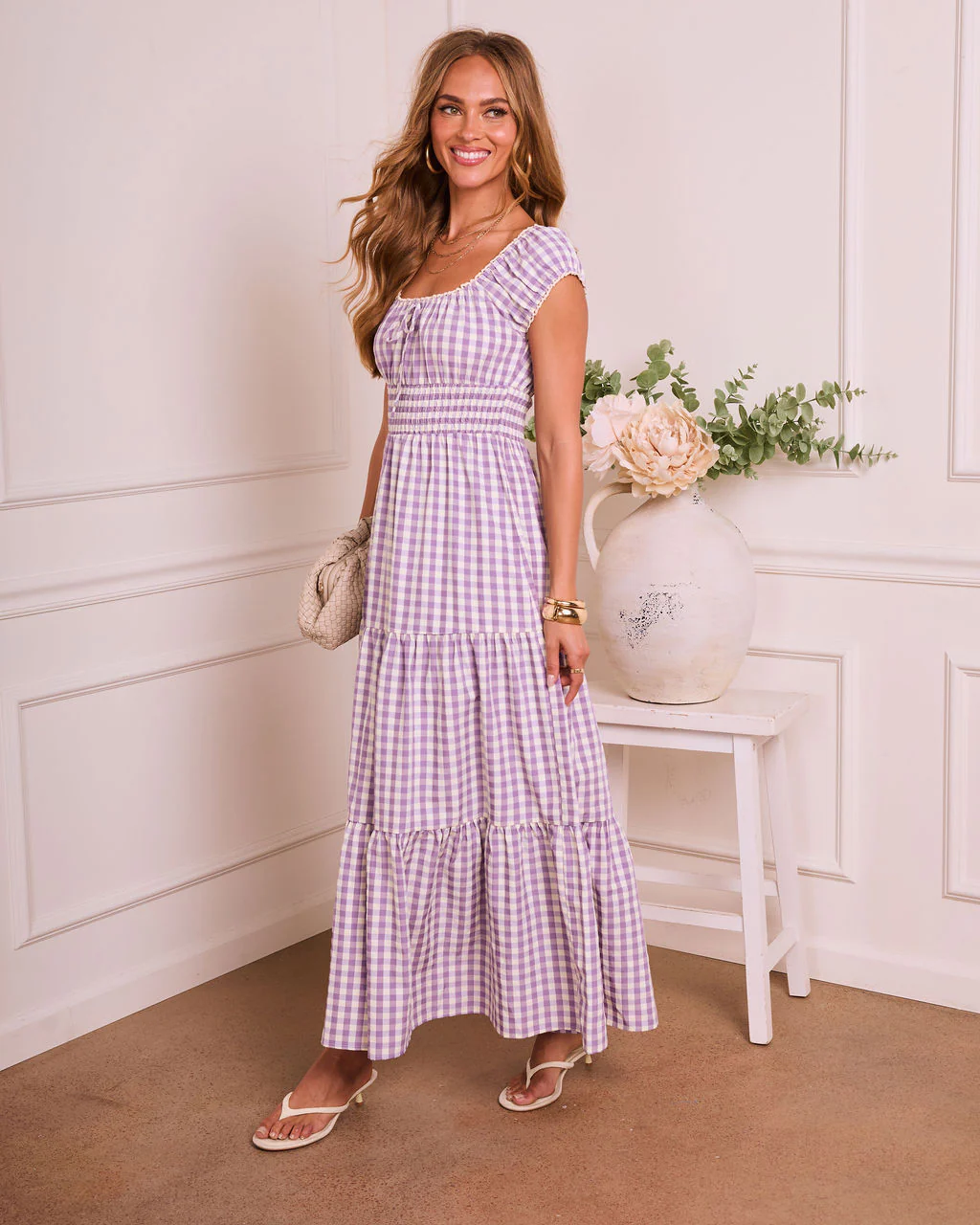Willowy Meadow Gingham Maxi Dress - Image 3