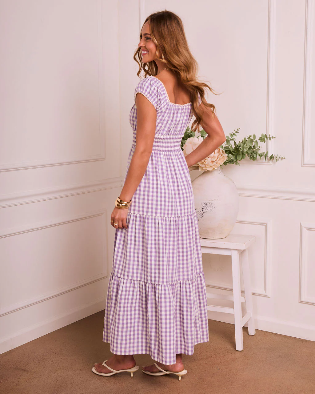 Willowy Meadow Gingham Maxi Dress - Image 4