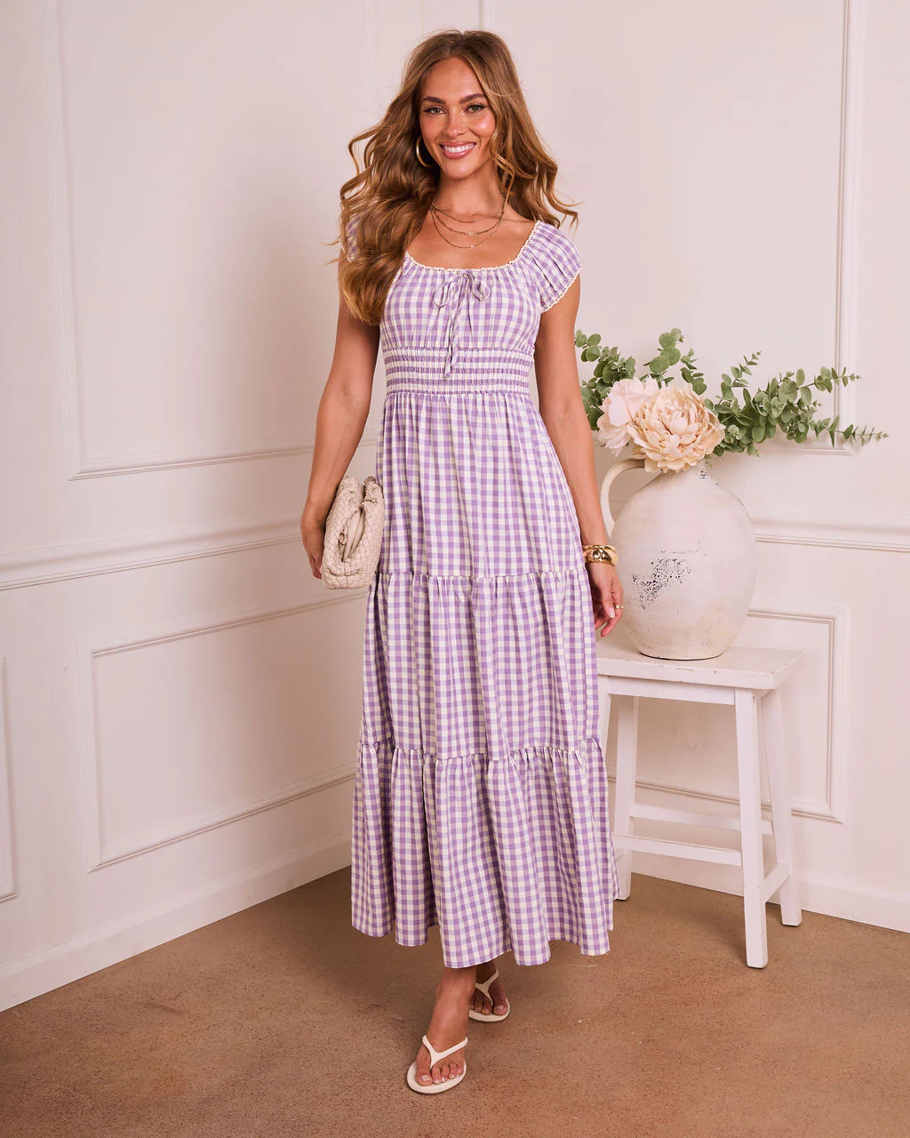 Willowy Meadow Gingham Maxi Dress - Image 6