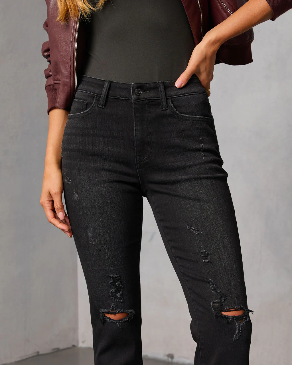 Mcguire Super Stretch High Rise Slim Leg Distressed Jeans - Image 12