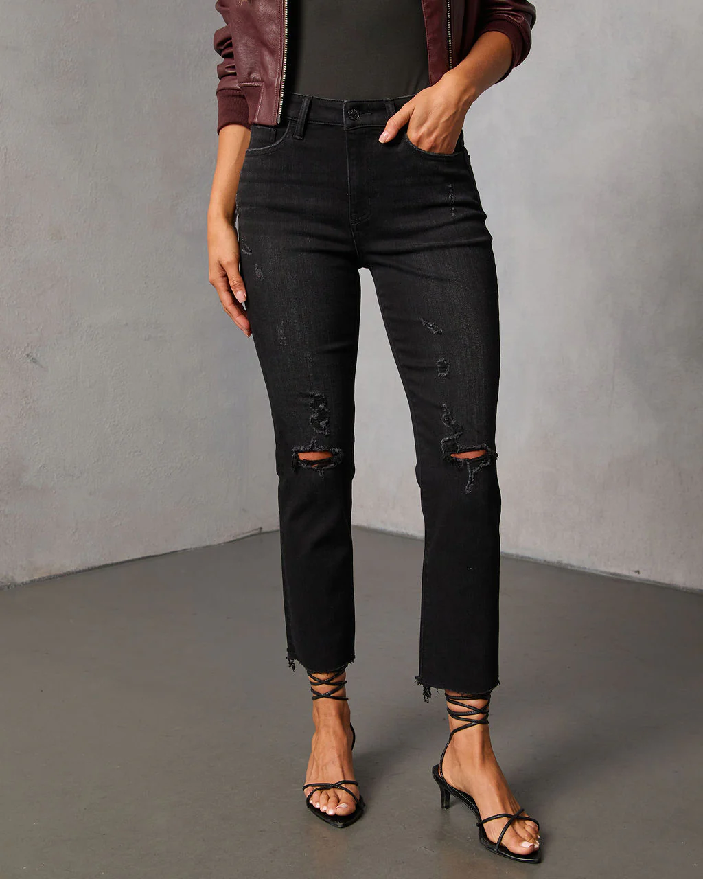 Mcguire Super Stretch High Rise Slim Leg Distressed Jeans - Image 8