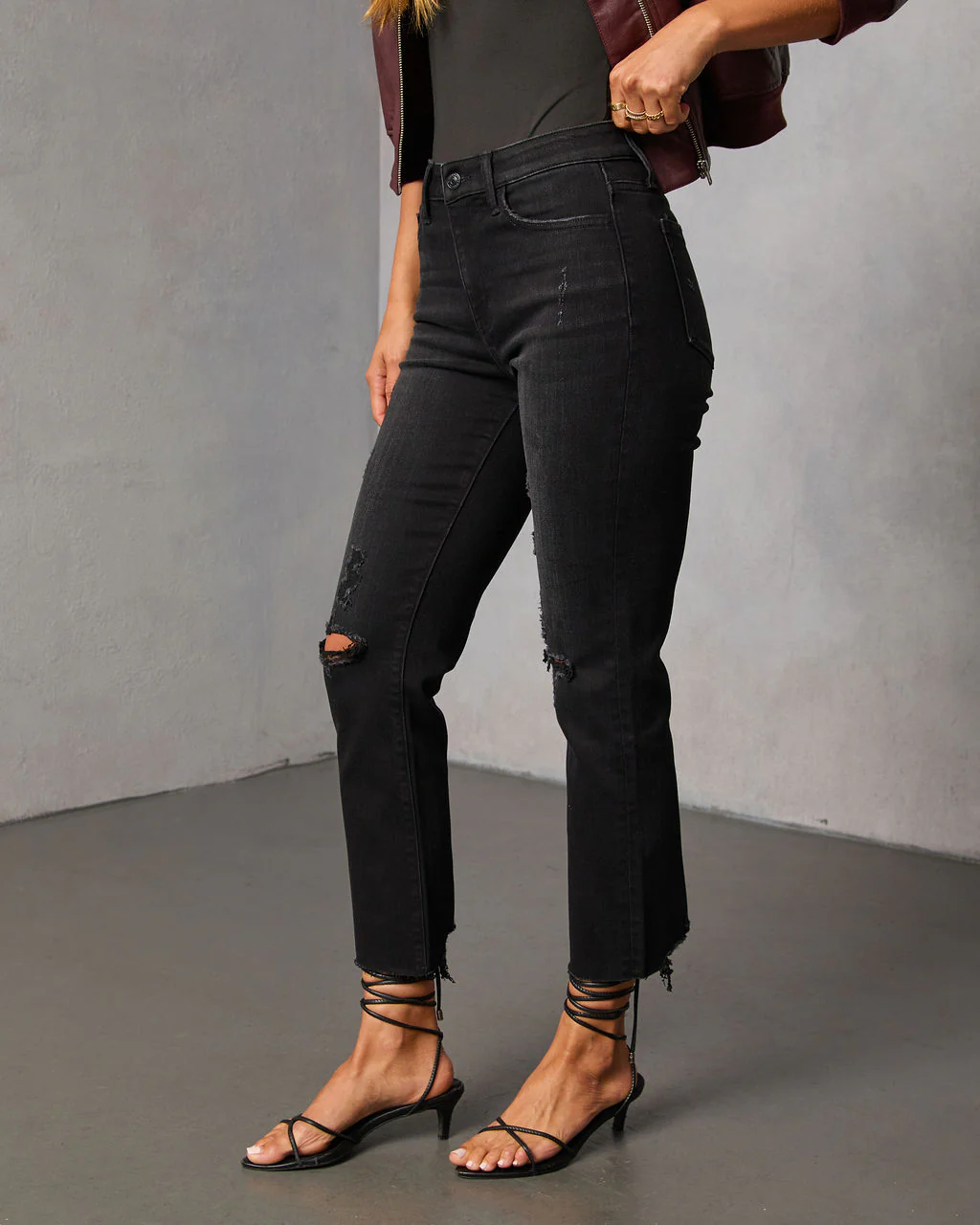 Mcguire Super Stretch High Rise Slim Leg Distressed Jeans - Image 9