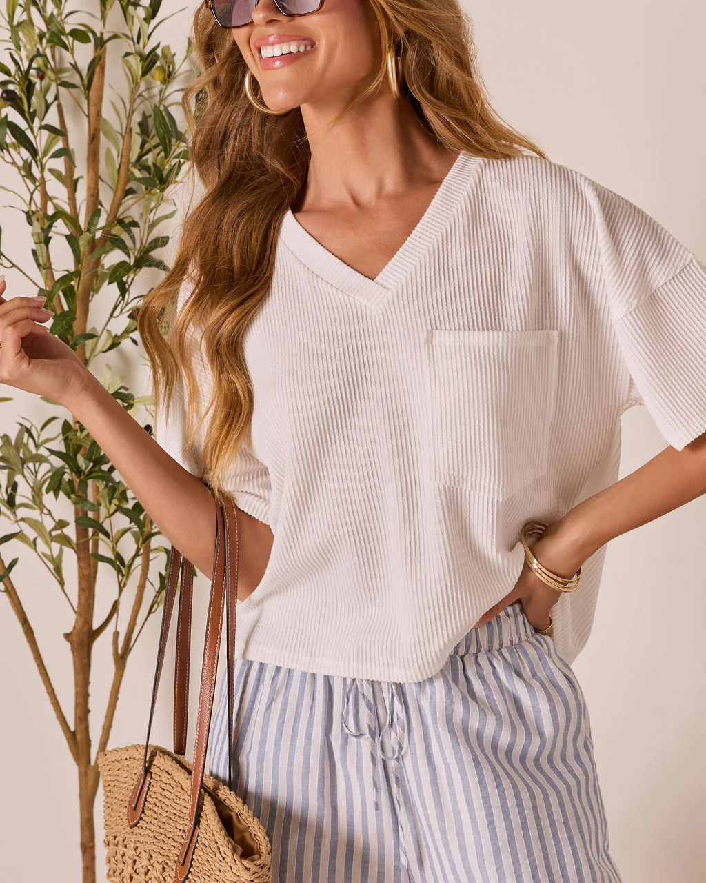 Megan Rib Knit Short Sleeve Top - Image 12