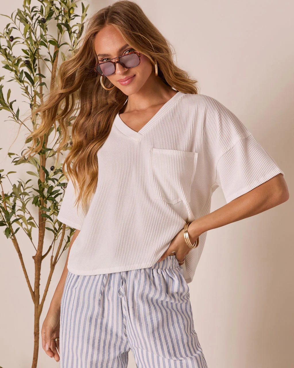 Megan Rib Knit Short Sleeve Top - Image 9