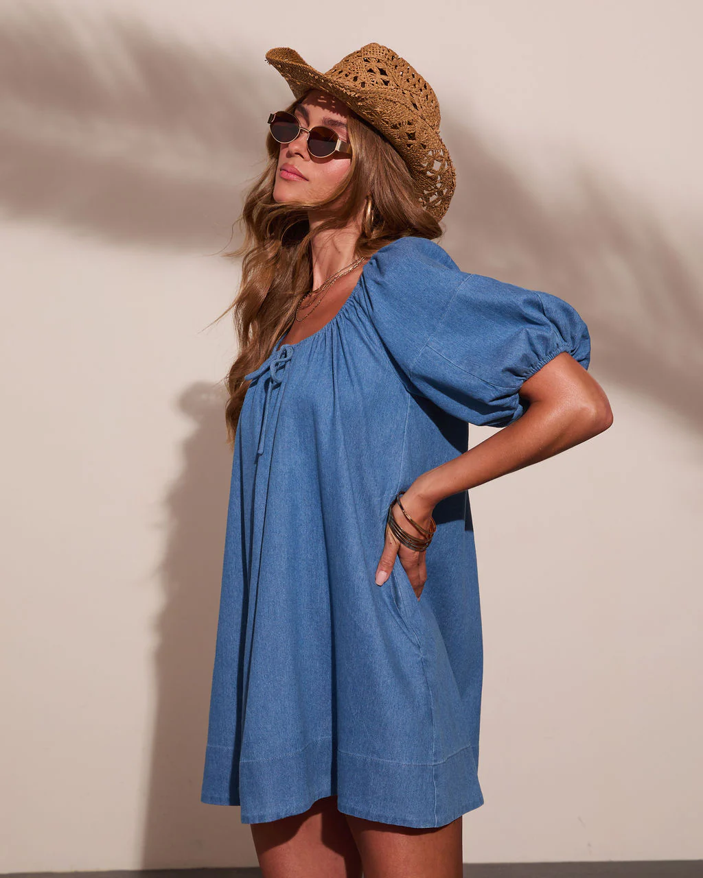 Mellanie Shift Chambray Mini Dress - Image 3