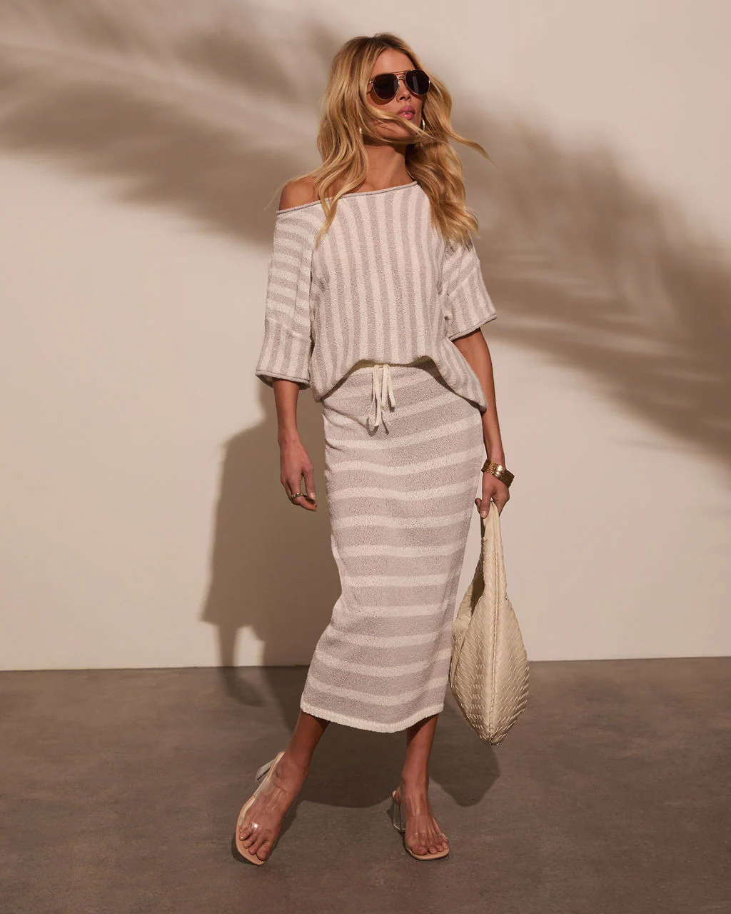 Mellow Mood Knit Drawstring Midi Skirt - Image 3