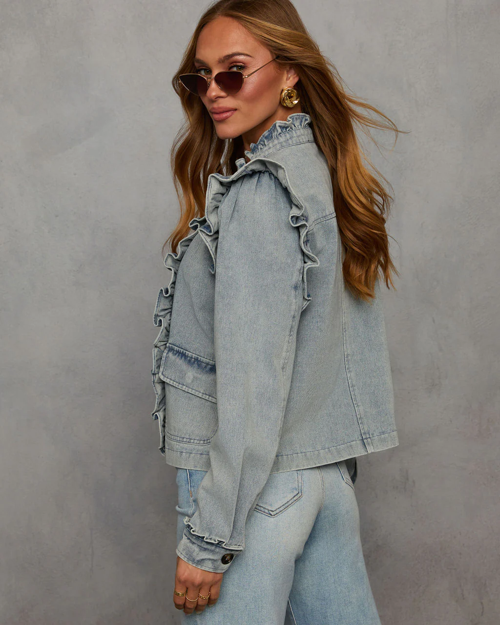 Melodie Ruffle Denim Jacket - Image 4