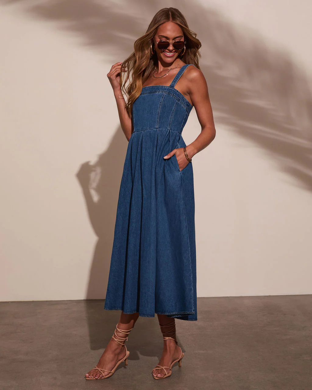 Meralda Corset Denim Midi Dress - Image 3
