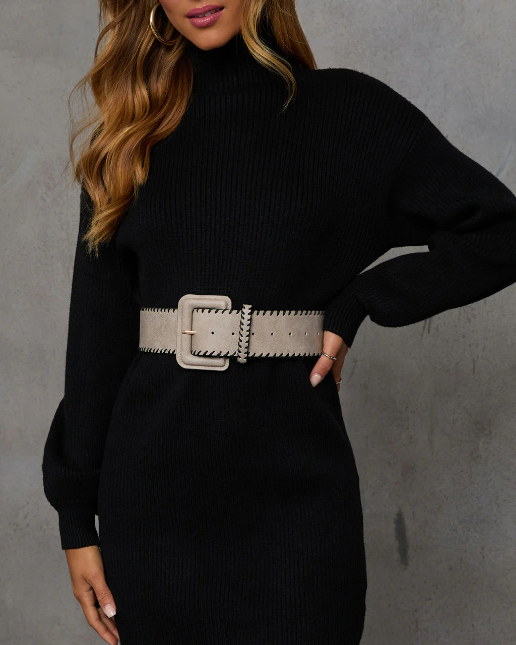 Merrick Stitched Wide Leather Belt - Image 6