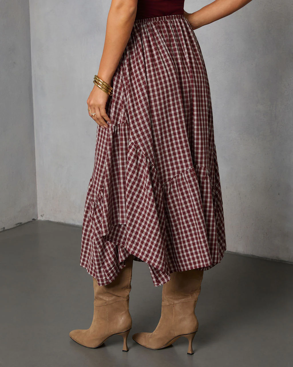 Metina Gingham Midi Skirt - Image 4