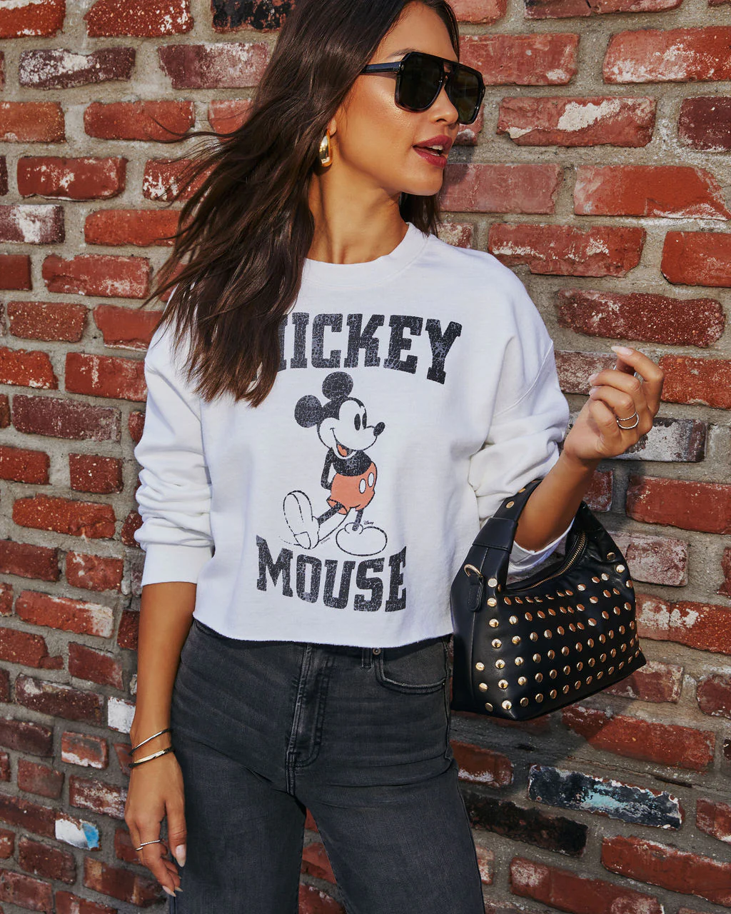 Mickey Mouse Crop Graphic Sweatshirt - Image 5