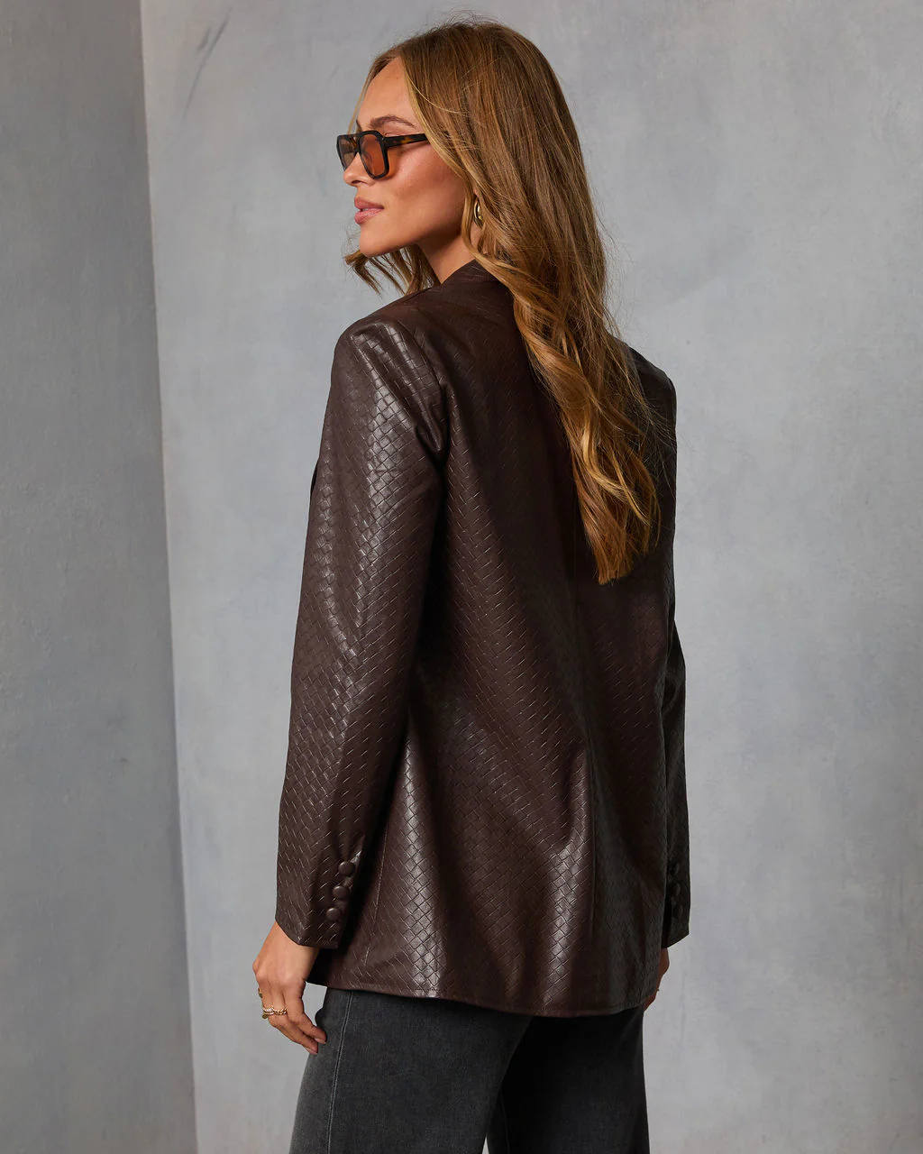 Midnight Chai Textured Leather Blazer - Image 4