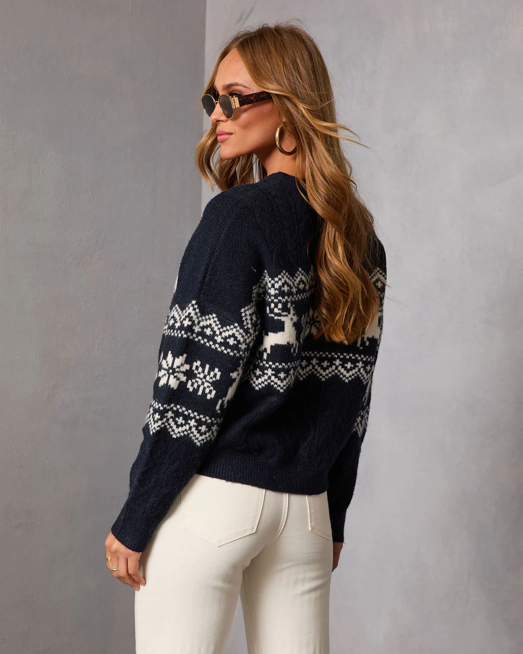 Midnight Ice Fair Isle Reindeer Sweater - Image 4