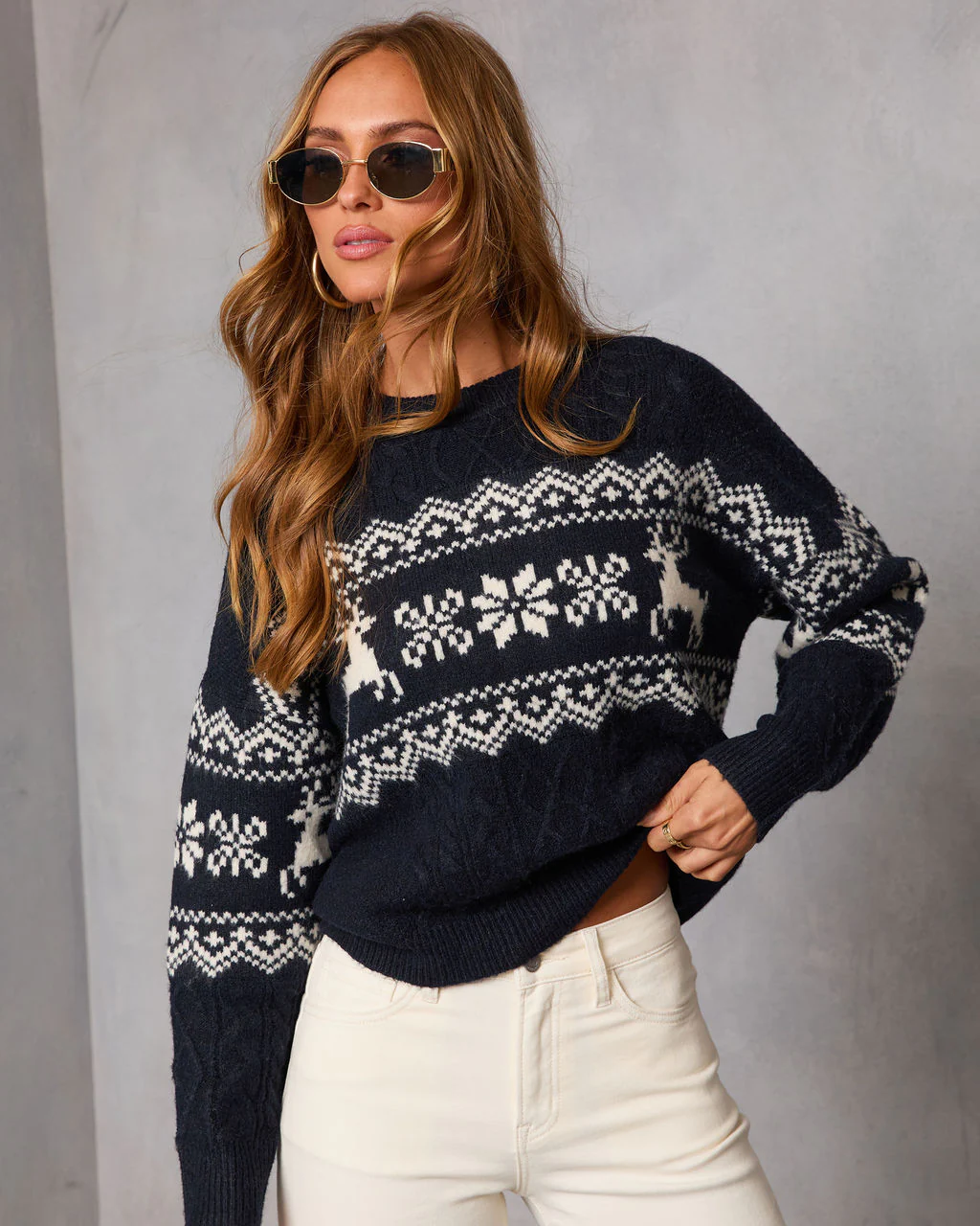 Midnight Ice Fair Isle Reindeer Sweater - Image 5
