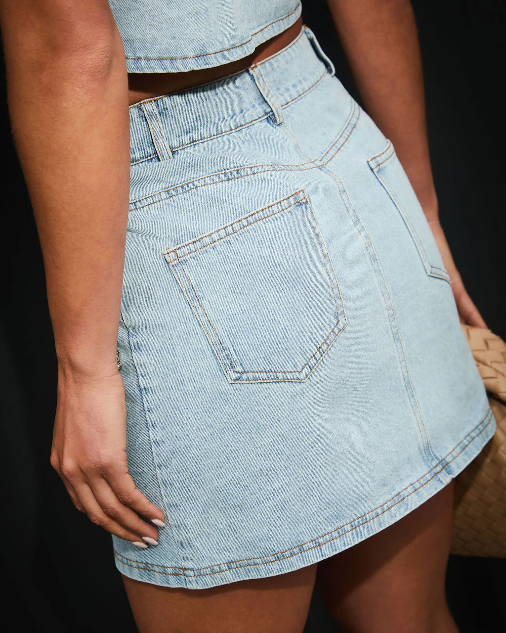 Midnight Muse Embellished Denim Mini Skirt - Image 4