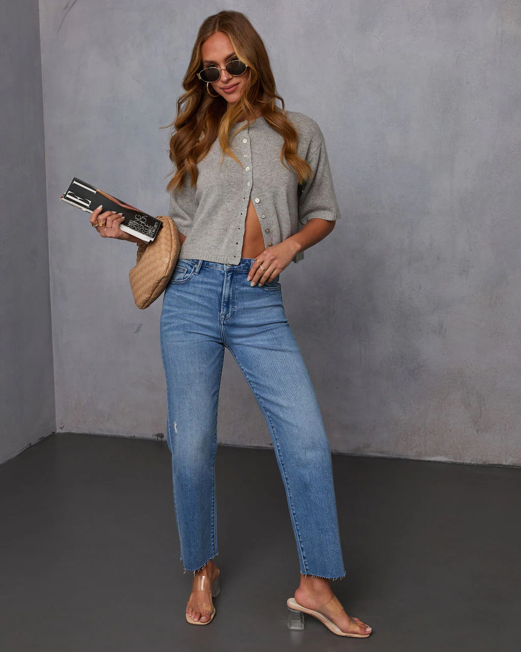 Mikal Super Stretch Frayed High Rise Cropped Jeans - Image 2
