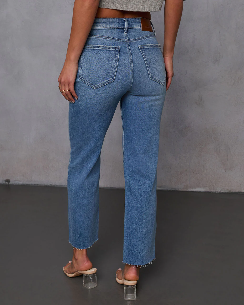 Mikal Super Stretch Frayed High Rise Cropped Jeans - Image 4
