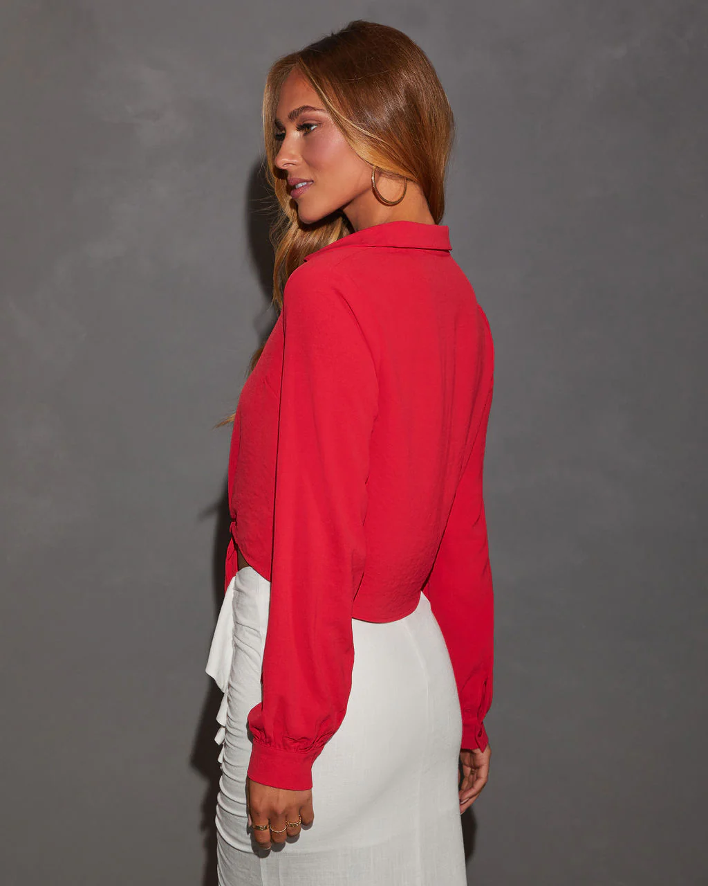 Miley Long Sleeve Tie Front Blouse - Image 6
