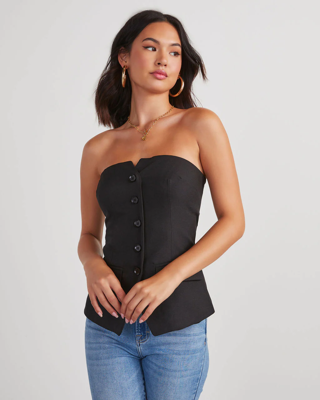 Miller Strapless Button Down Top - Image 9