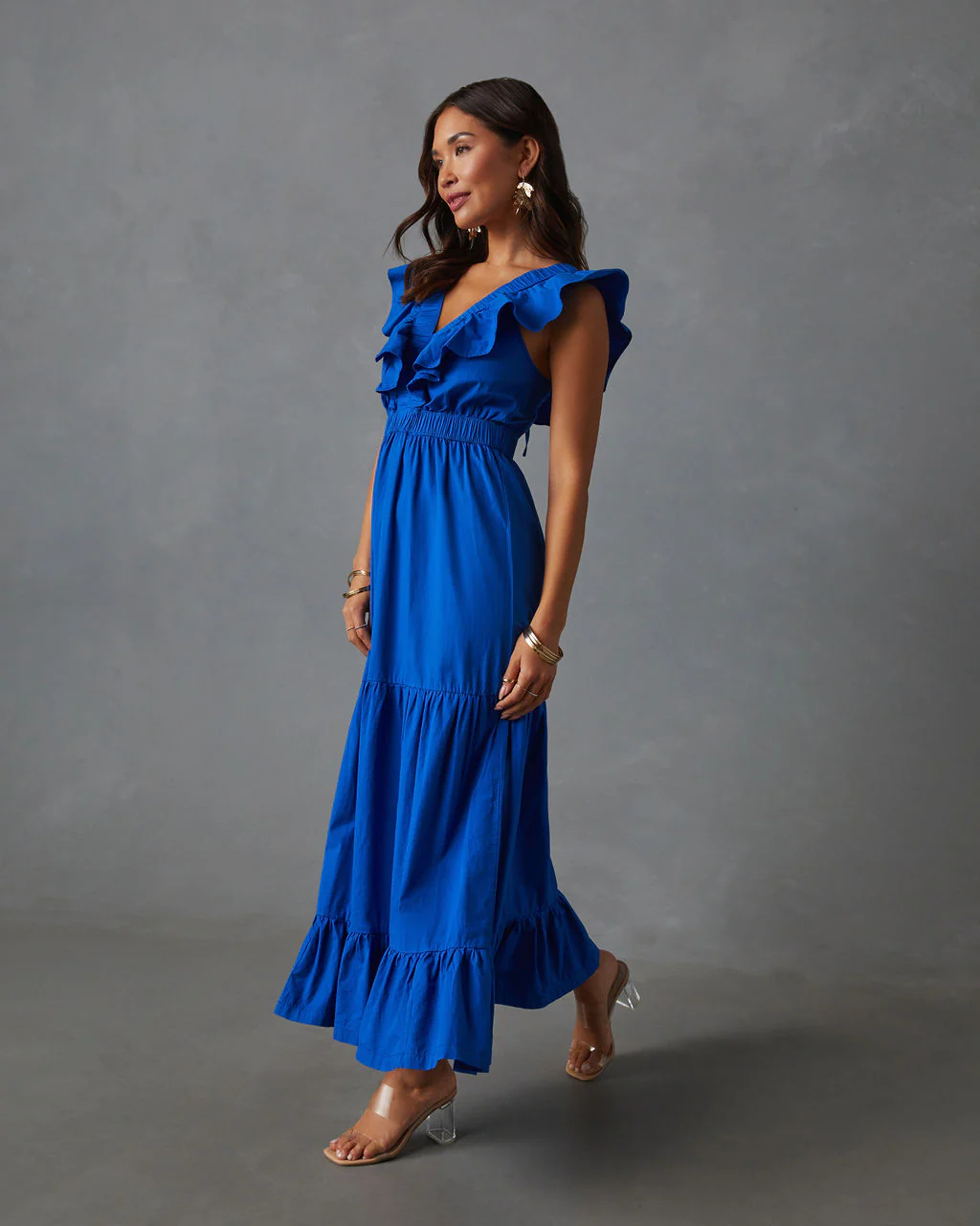 Minerva Tiered Ruffle V-Neck Maxi Dress - Image 3