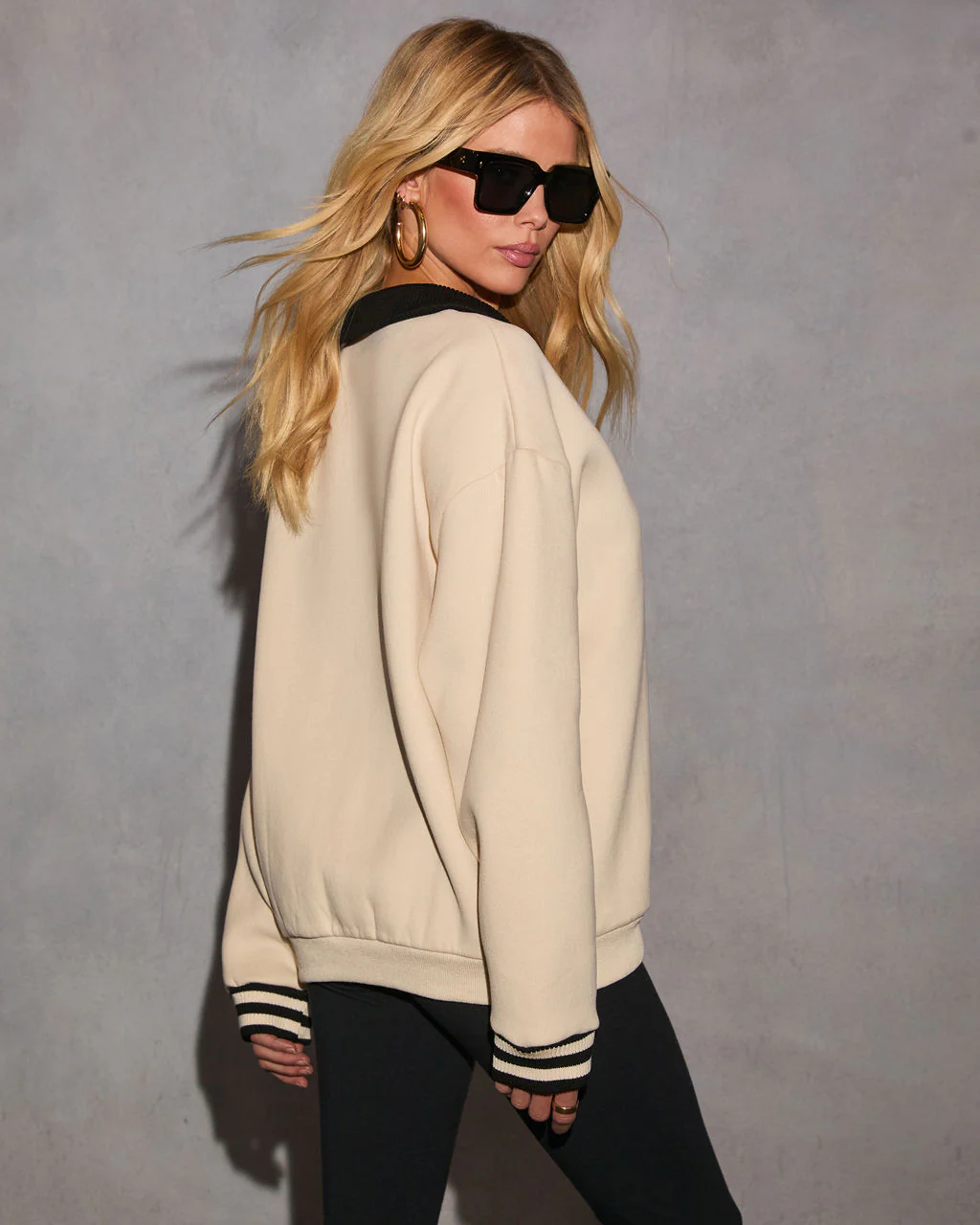 Minimal Edge Striped Quarter Zip Sweater - Image 4