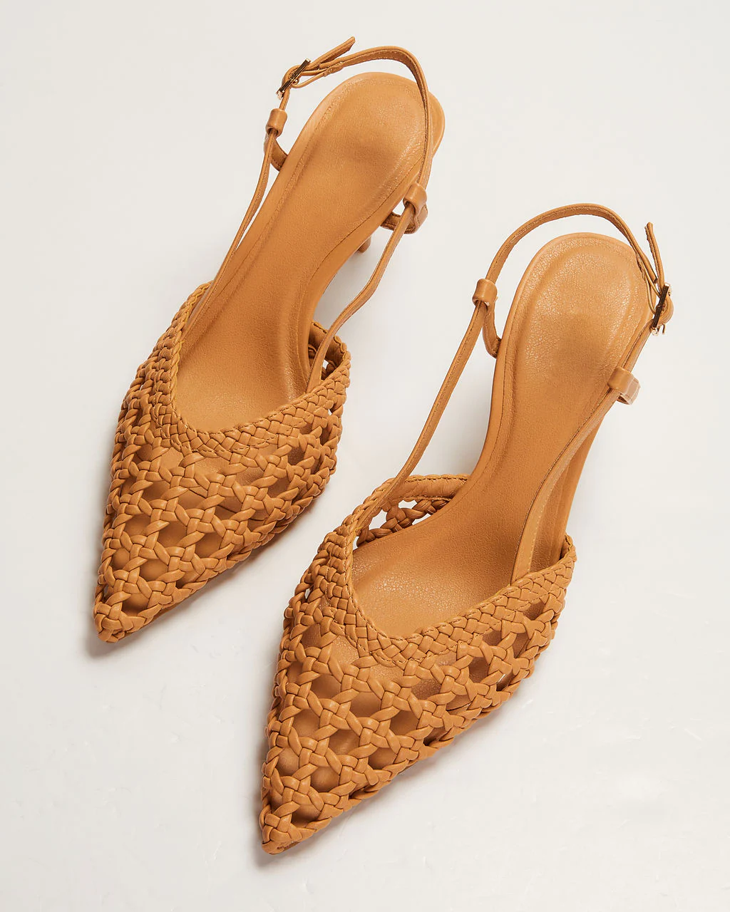 Mira Woven Pointed Toe Slingback Pumps - Image 6