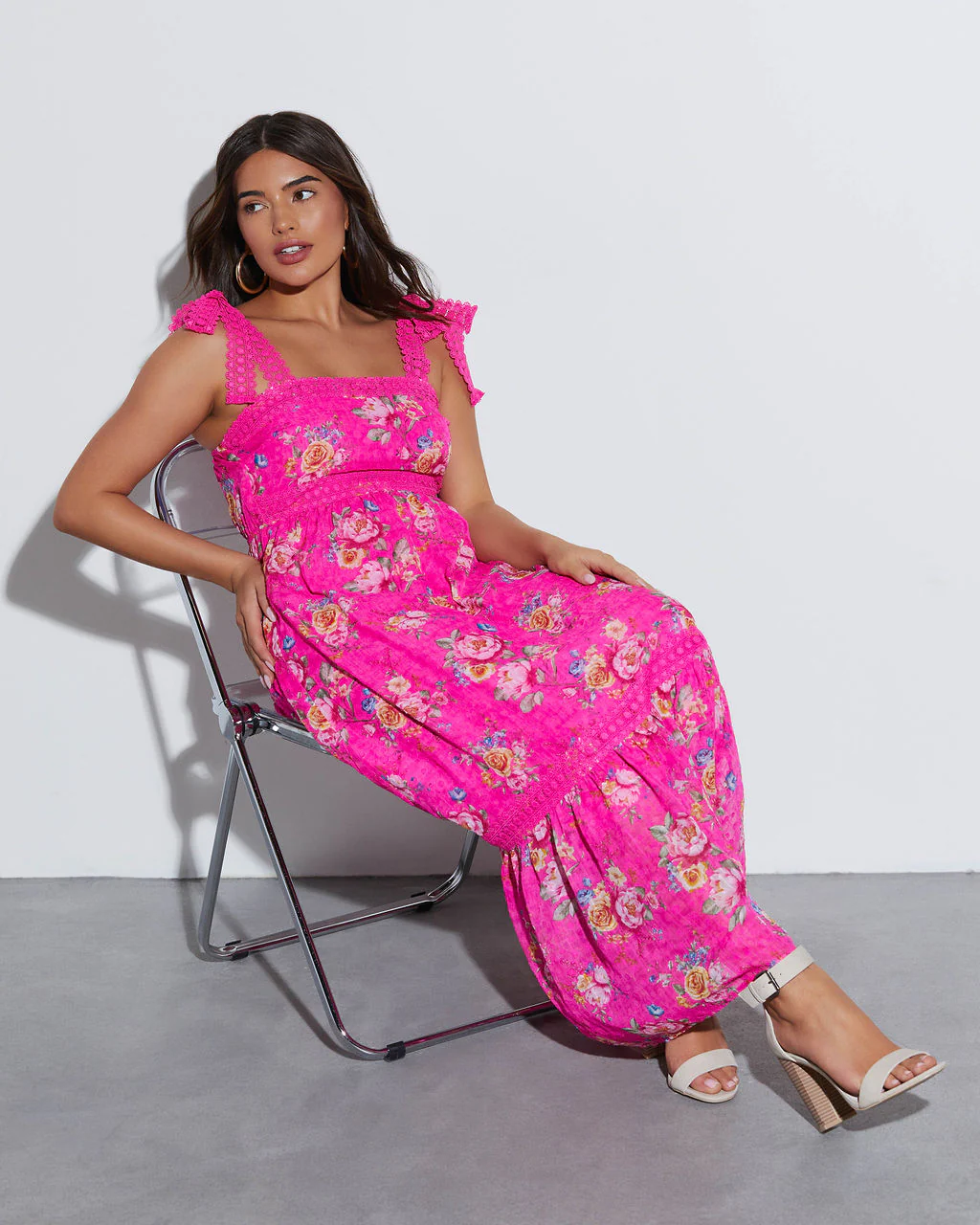 Mirabelle Tie Shoulder Floral Midi Dress - Image 3