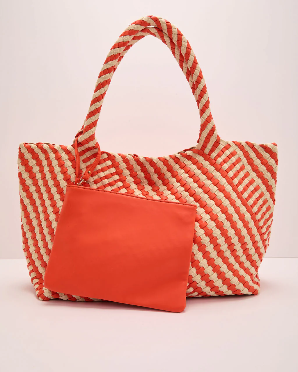 Mirasol Striped Woven Vegan Leather Tote Bag - Image 2