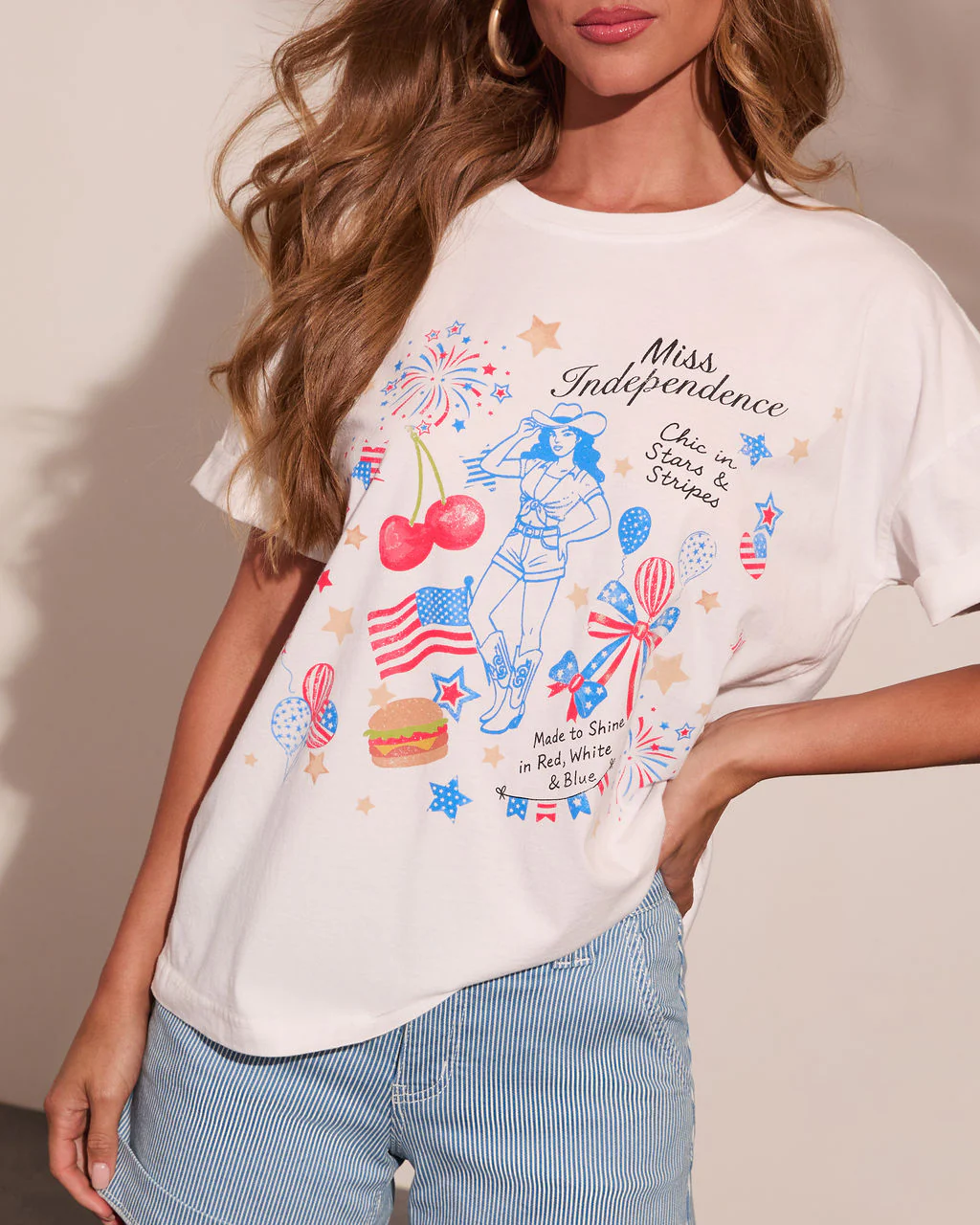 Miss Independence Graphic Cotton Short Sleeve Tee - Image 5