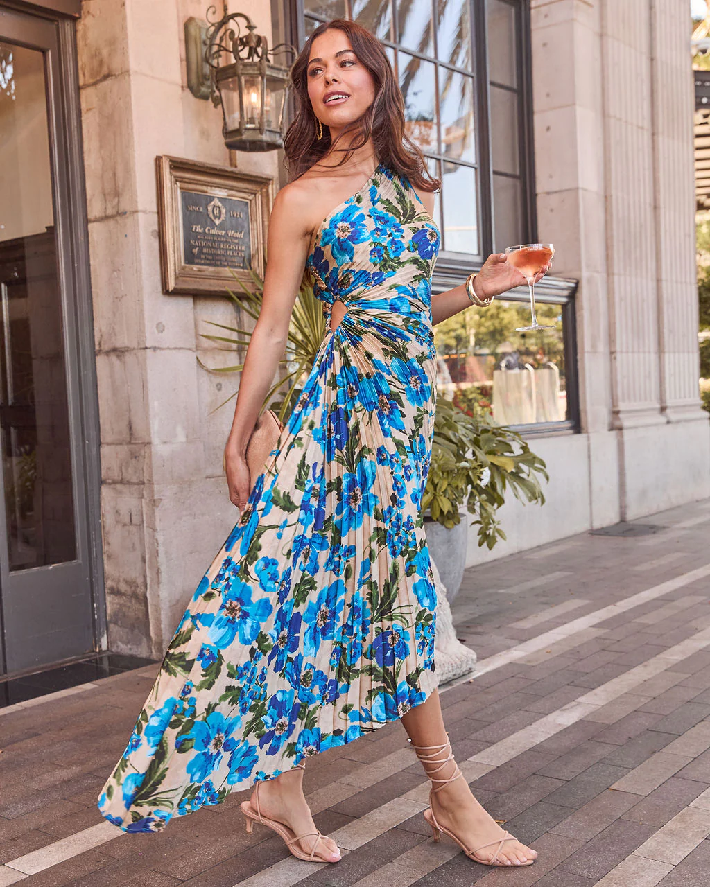 Modern Day Glam Printed One Shoulder Asymmetrical Maxi Dress - Image 40