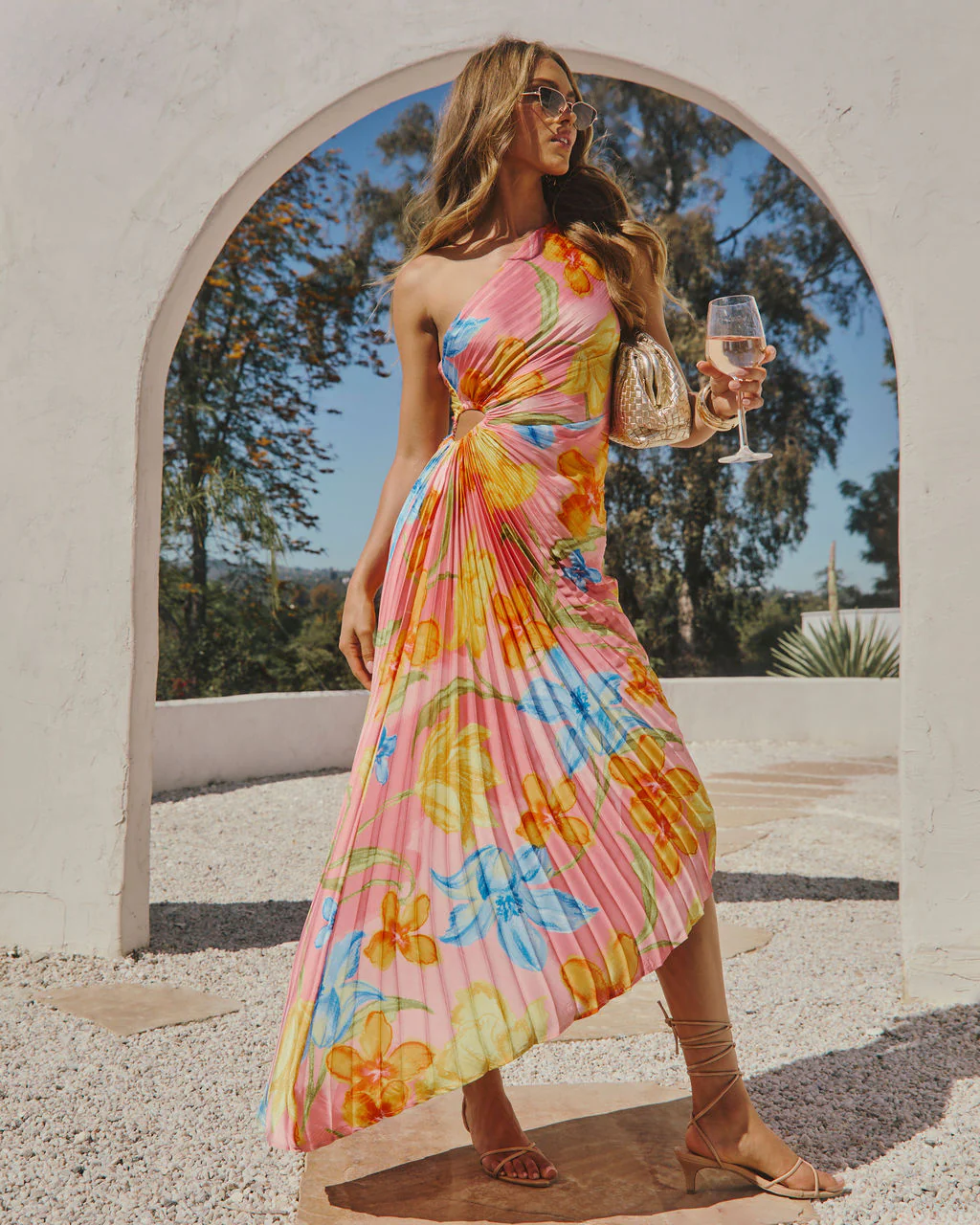 Modern Day Glam Printed One Shoulder Asymmetrical Maxi Dress - Image 54