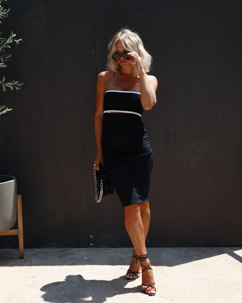 Modern Day Jackie Ribbed Cutout Strapless Midi Dress - Image 9