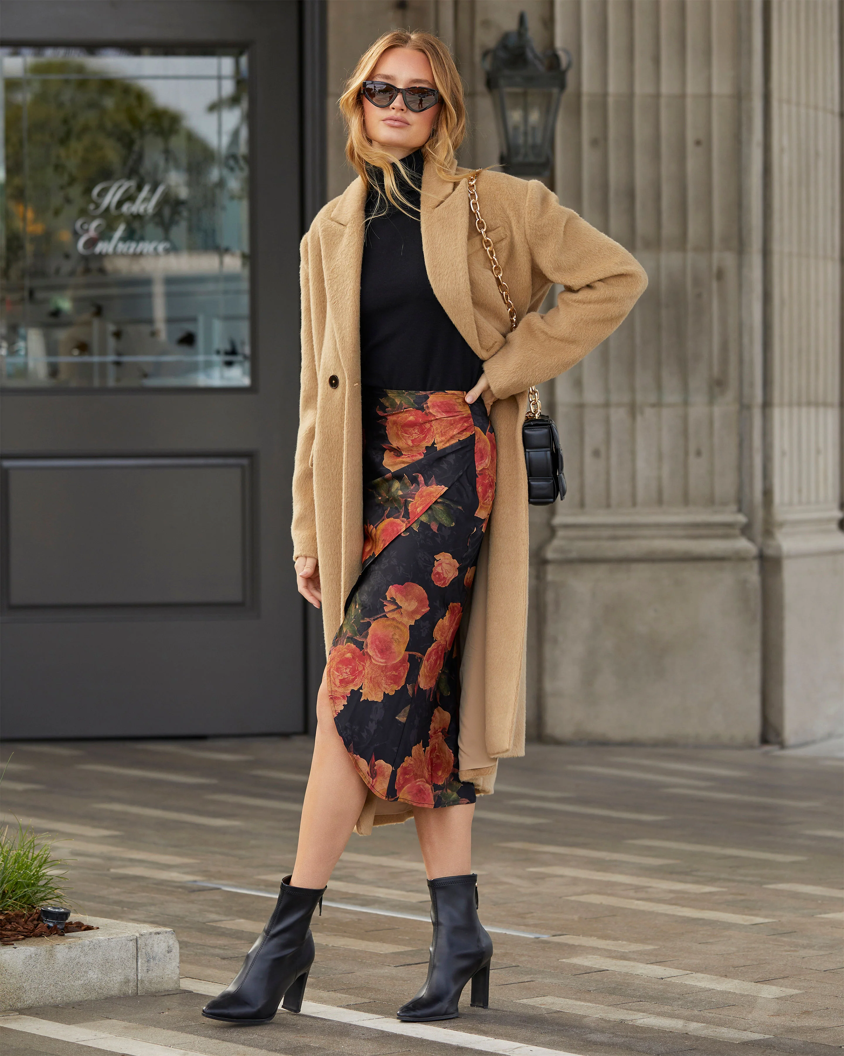 Mona Satin Floral Midi Skirt - Image 2