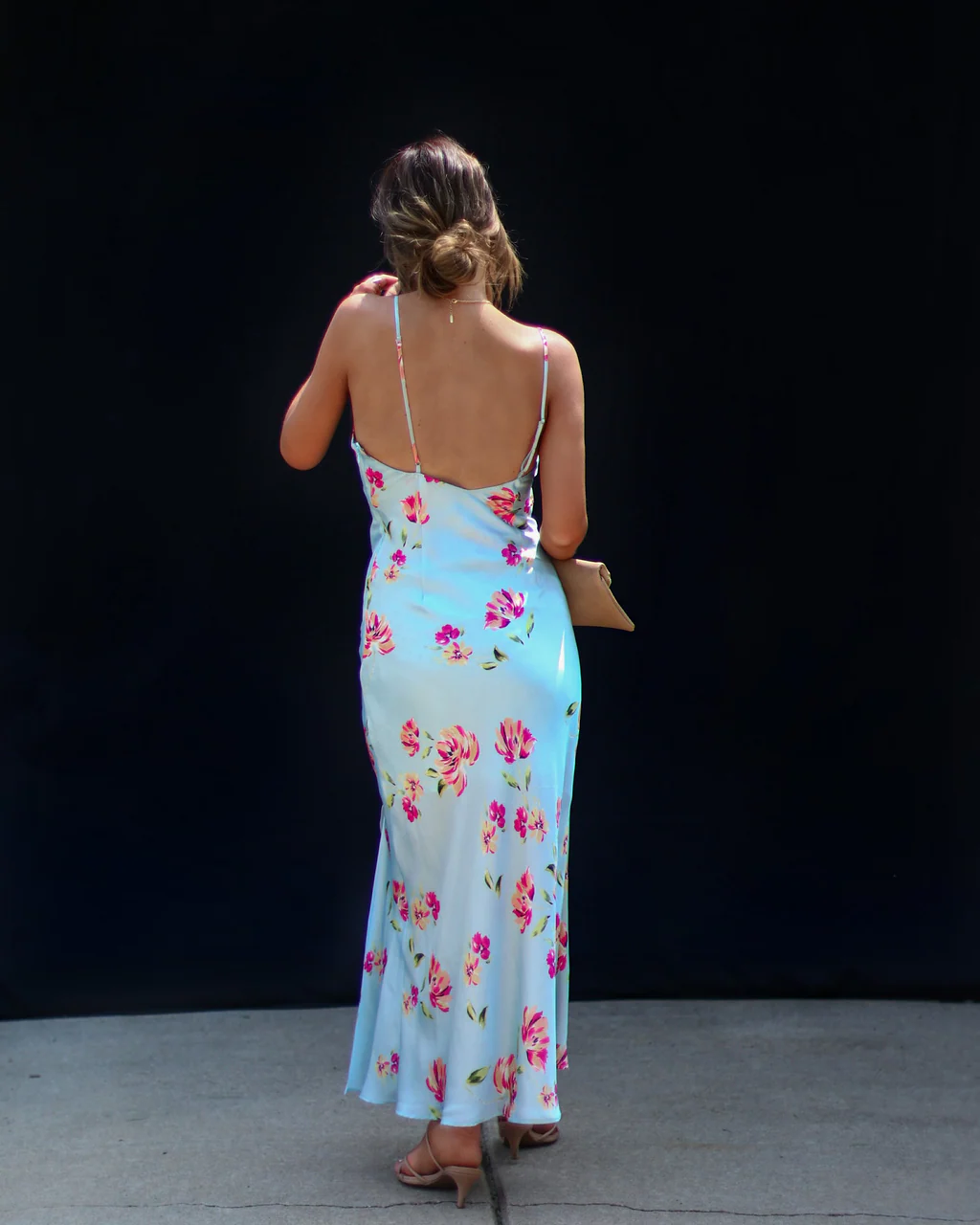 Monae Floral Asymmetrical Neck Midi Dress - Image 2
