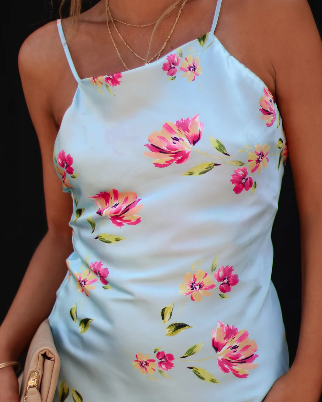 Monae Floral Asymmetrical Neck Midi Dress - Image 3
