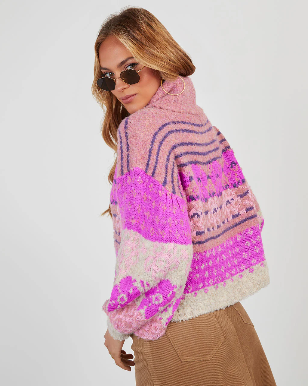 Monet Knit Printed Turtleneck Pullover Sweater - Image 11