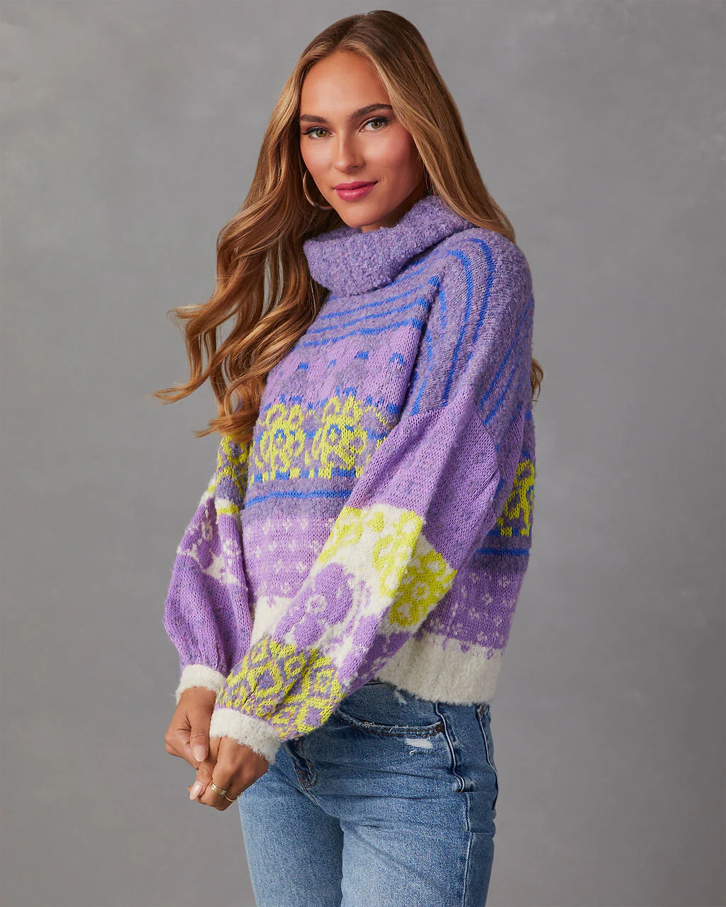 Monet Knit Printed Turtleneck Pullover Sweater - Image 15
